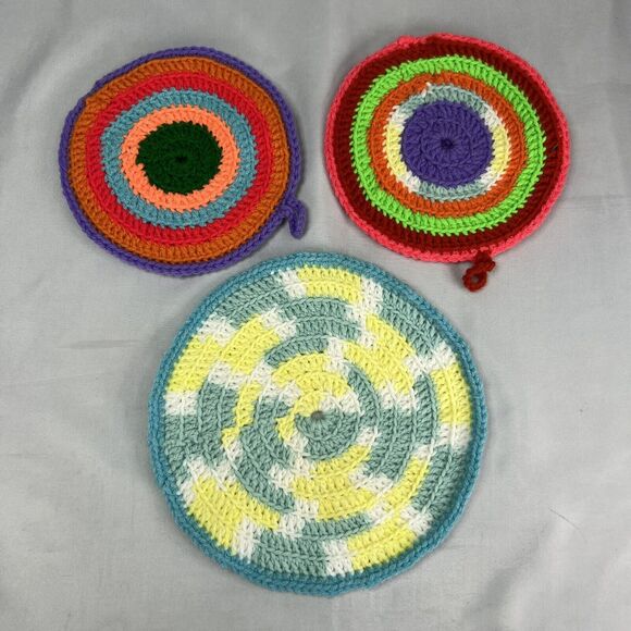 Lot Of 3 Hand Crocheted Potholders - Picture 1 of 7